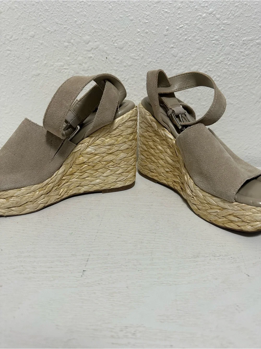 Marc fisher Women’s Taupe Suede Espadrille Wedge Sandals - Picture 8 of 8